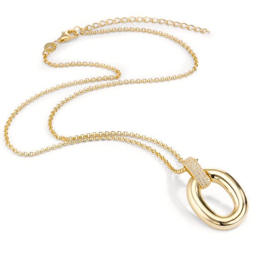 Halskæde med vedhæng Sølv Zirconia 33 Sten gul forgyldt 40-45 cm