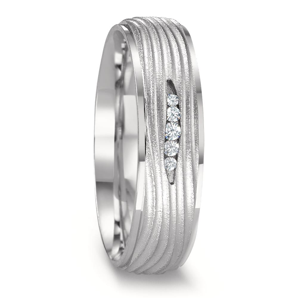 Partnerringe 750/18K hvidguld Diamant 0.045 ct, 5 Sten , w-si