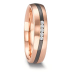 Partnerringe 585/14K roseguld, Zirkonium Diamant 0.075 ct, 5 Sten , w-si
