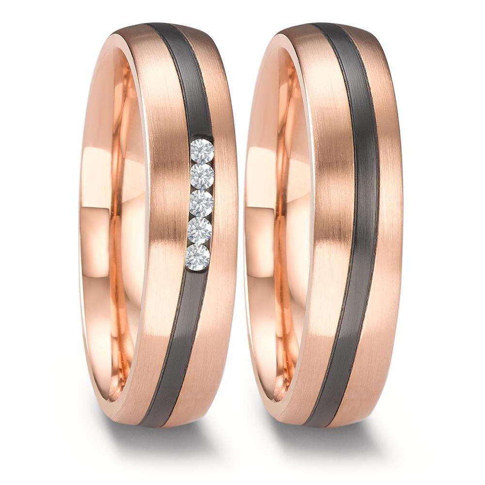 Partnerringe 585/14K roseguld, Zirkonium