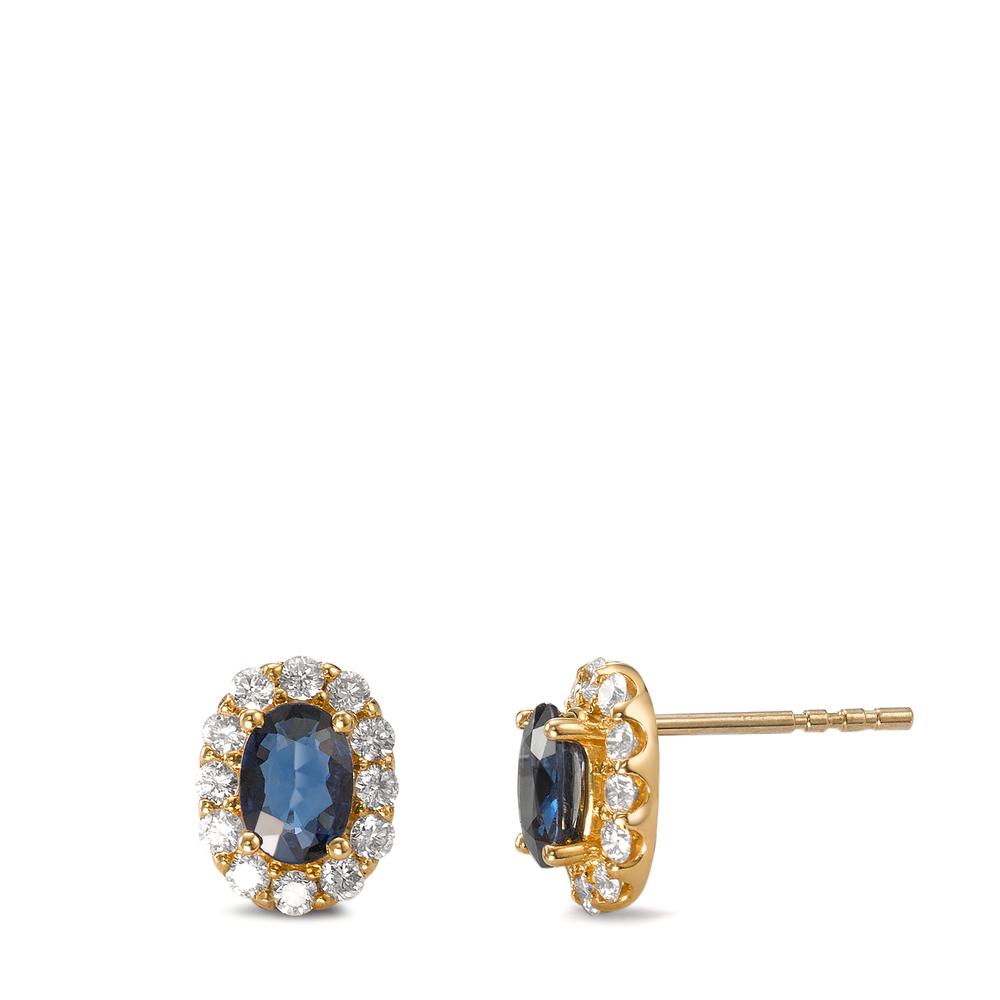 Ørestikker 750/18K guld Safir 2 Sten, Diamant 0.44 ct, 24 Sten , [Brillant], w-si