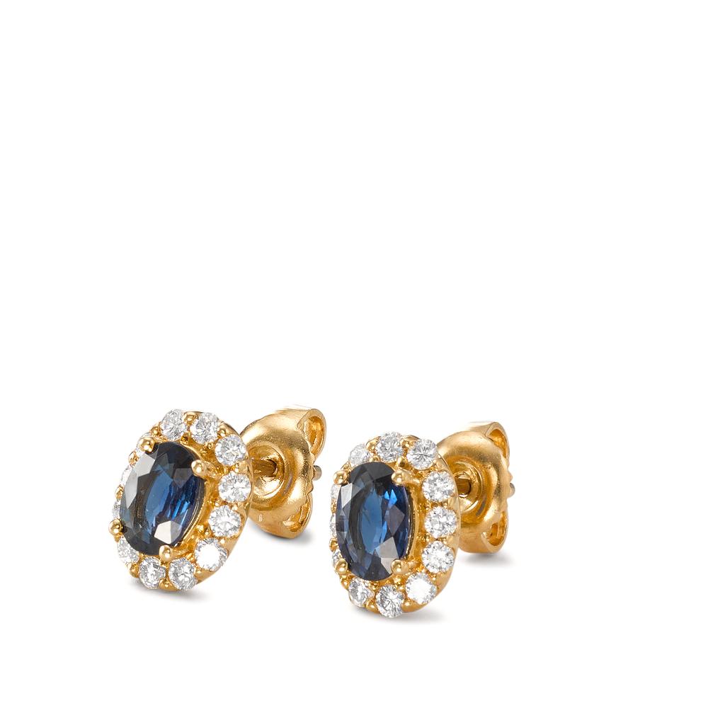 Ørestikker 750/18K guld Safir 2 Sten, Diamant 0.44 ct, 24 Sten , [Brillant], w-si