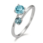 Ringe 375/9K hvidguld London Blue Topaz 2 Sten