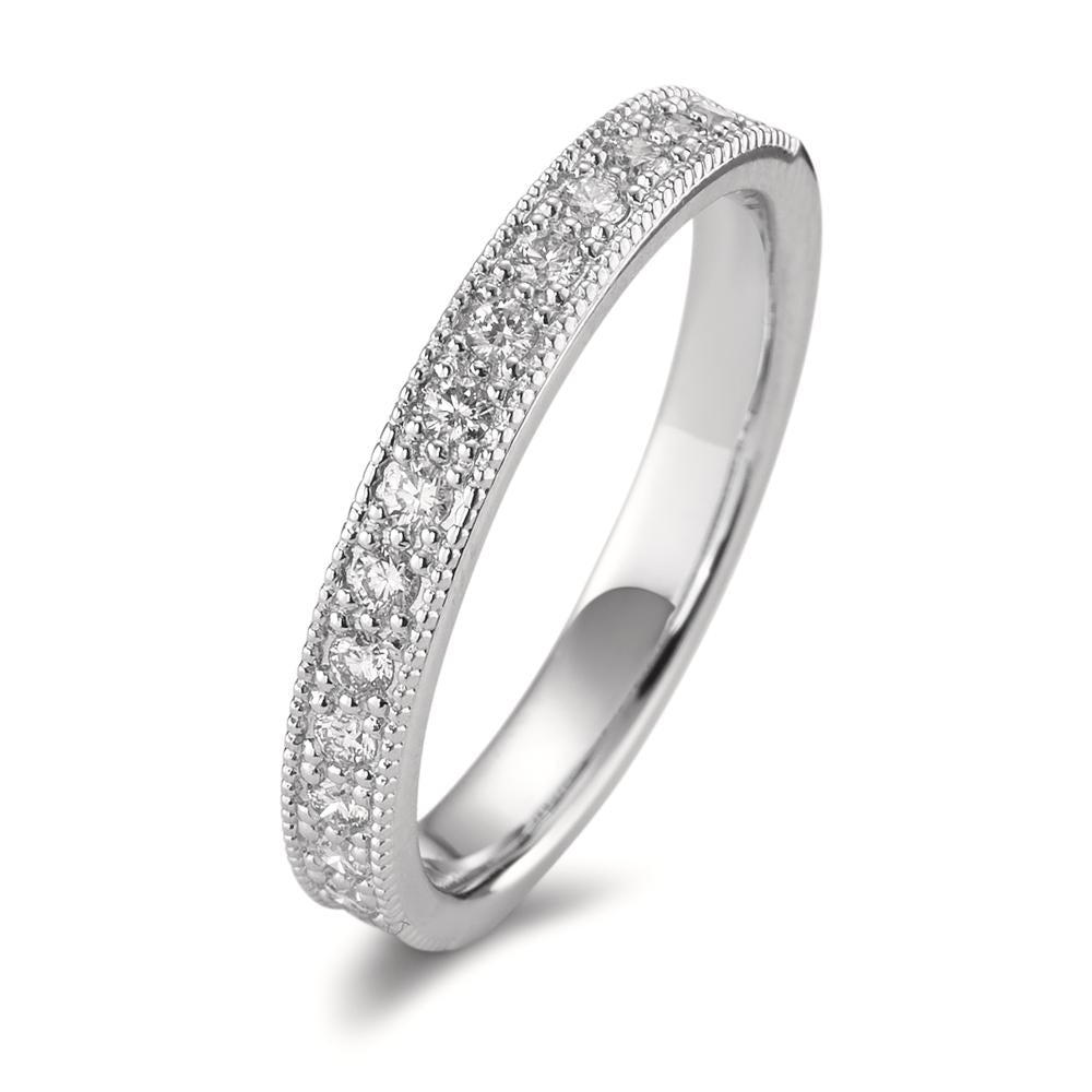 Memory ring 750/18K hvidguld Diamant 0.25 ct, 15 Sten , [Brillant], w-si