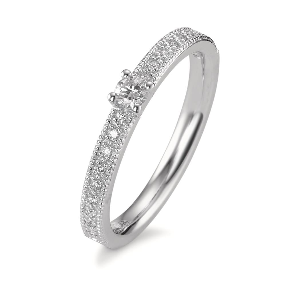 Solitaire ring 750/18K hvidguld Diamant 0.16 ct, 19 Sten , [Brillant], w-si