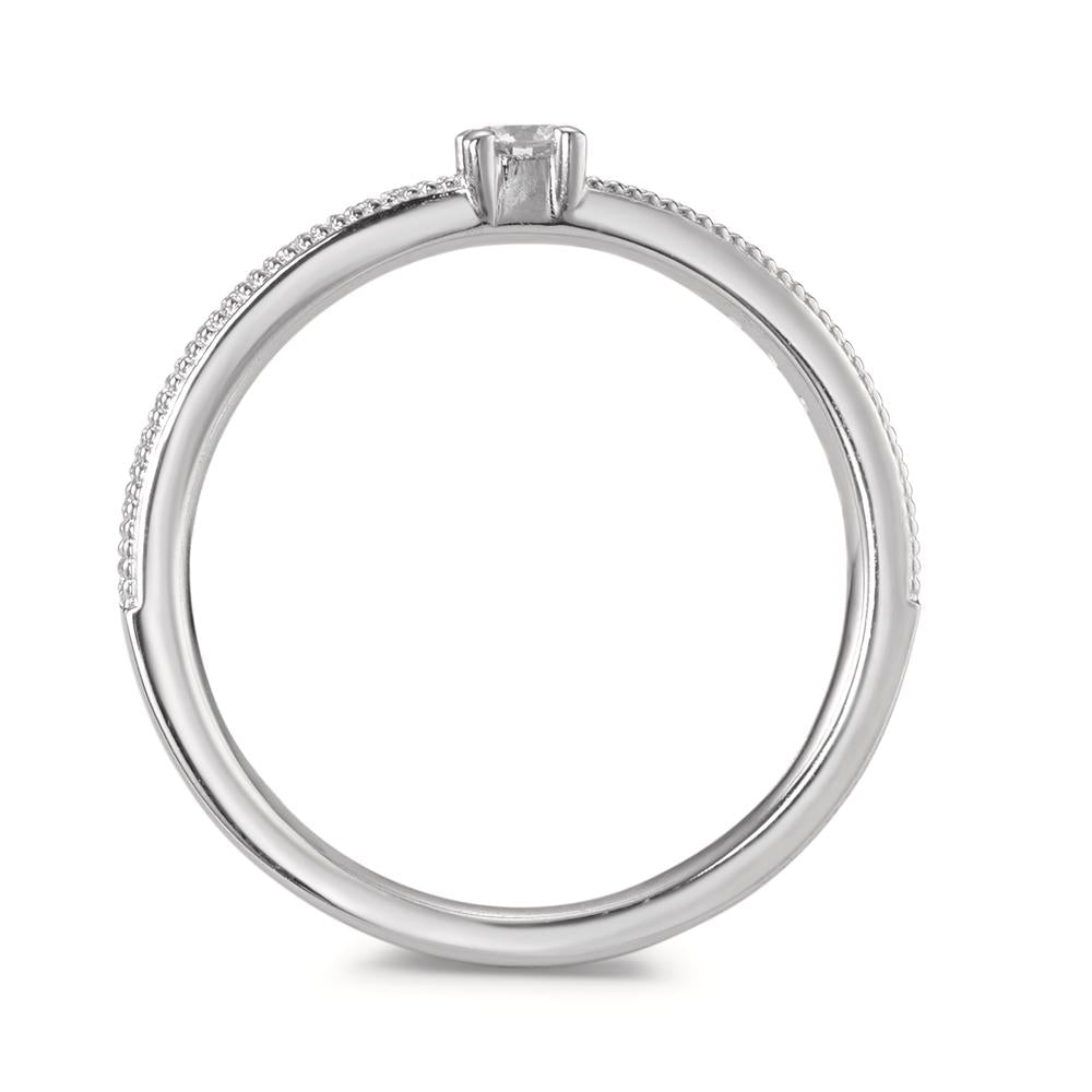 Solitaire ring 750/18K hvidguld Diamant 0.16 ct, 19 Sten , [Brillant], w-si