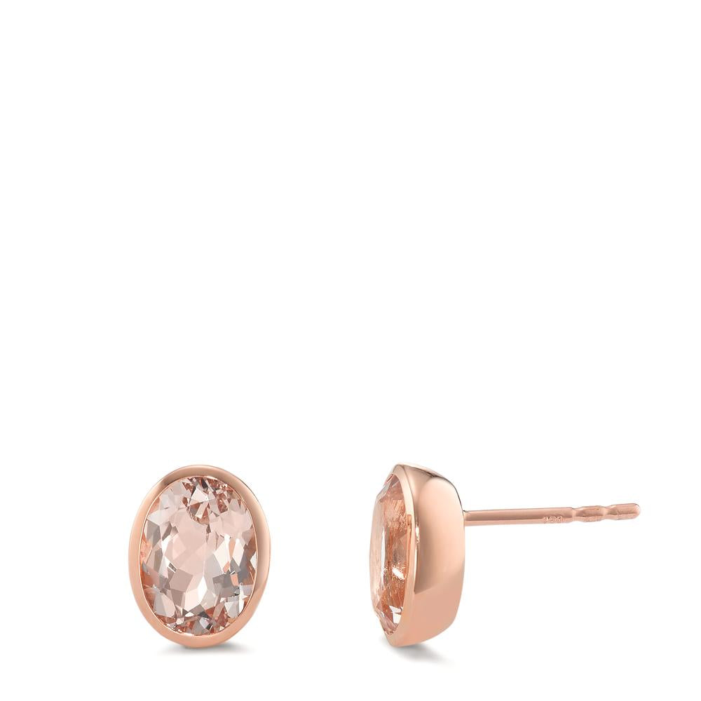 Ørestikker 750/18K rødguld Morganit champagne , 2 Sten , [oval]