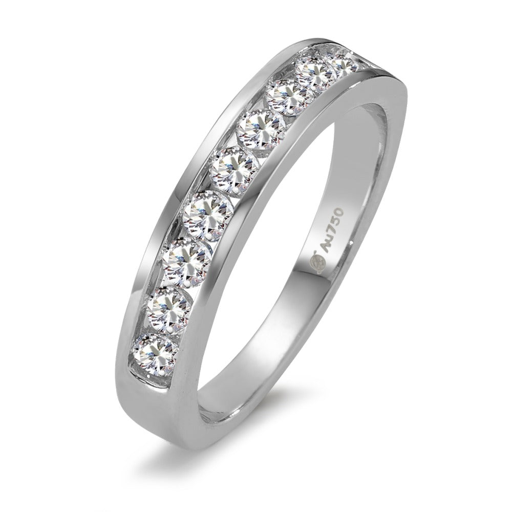 Memory ring 750/18K hvidguld Diamant 0.50 ct, 10 Sten , w-si