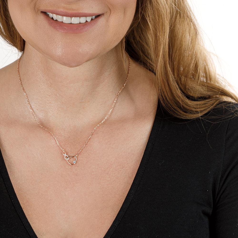 Collier Sølv Zirconia rose forgyldt Hjerte 40-45 cm