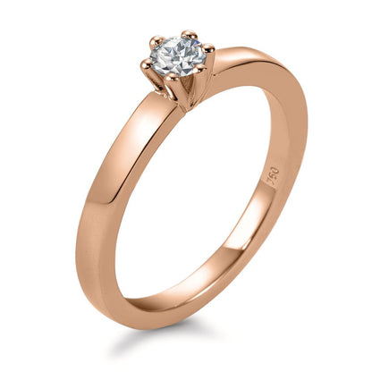 Solitaire ring 750/18K rødguld Diamant hvid , 0.20 ct, [Brillant], w-si