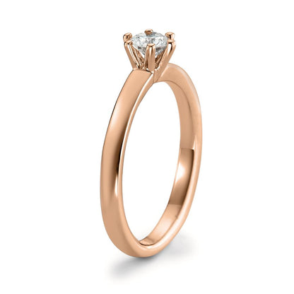 Solitaire ring 750/18K rødguld Diamant hvid , 0.20 ct, [Brillant], w-si