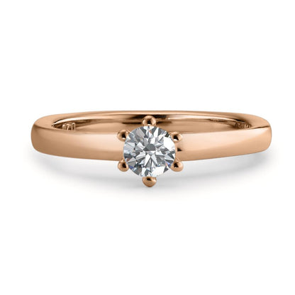 Solitaire ring 750/18K rødguld Diamant hvid , 0.20 ct, [Brillant], w-si