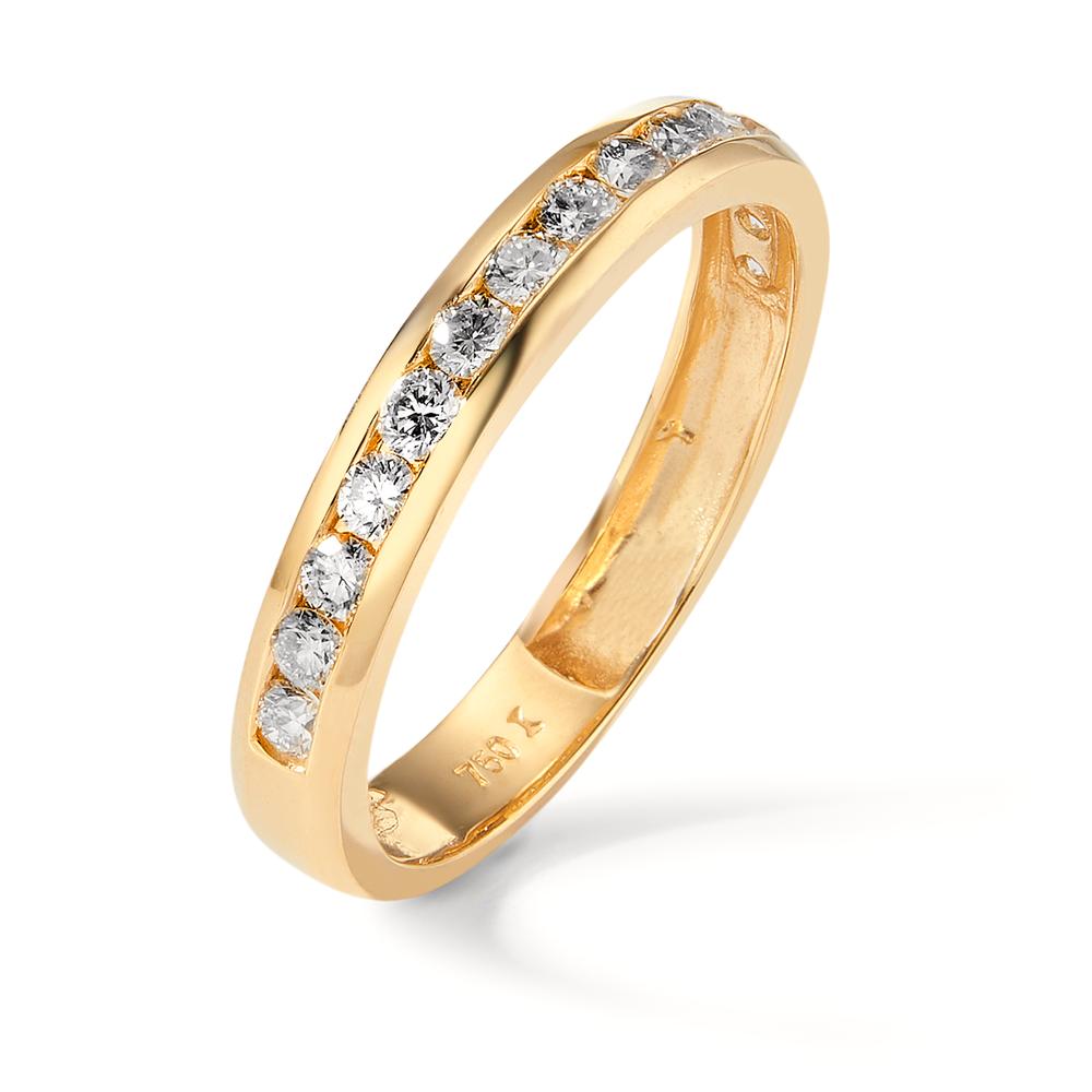 Memory ring 750/18K guld Diamant 0.50 ct, 15 Sten , w-si