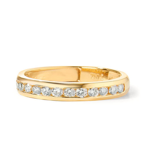 Memory ring 750/18K guld Diamant 0.50 ct, 15 Sten , w-si