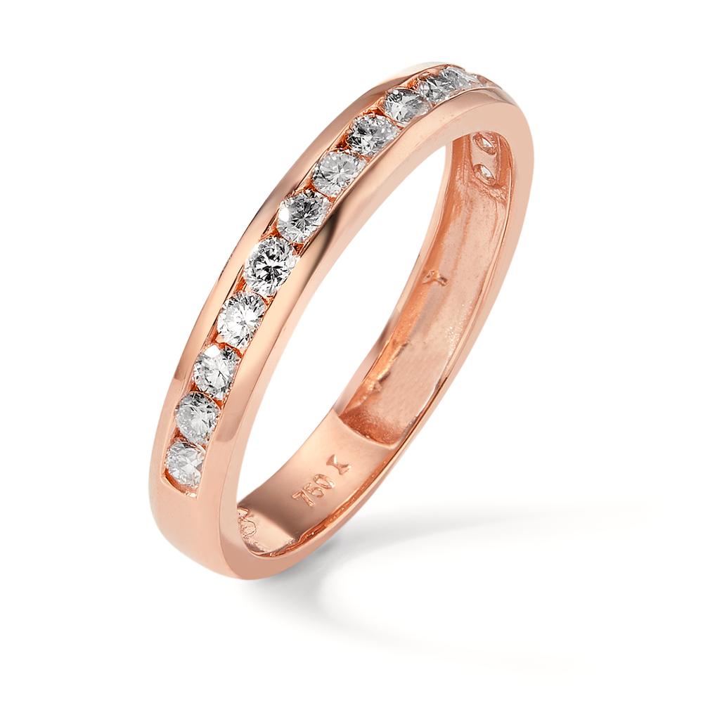 Memory ring 750/18K rødguld Diamant 0.50 ct, 15 Sten , w-si