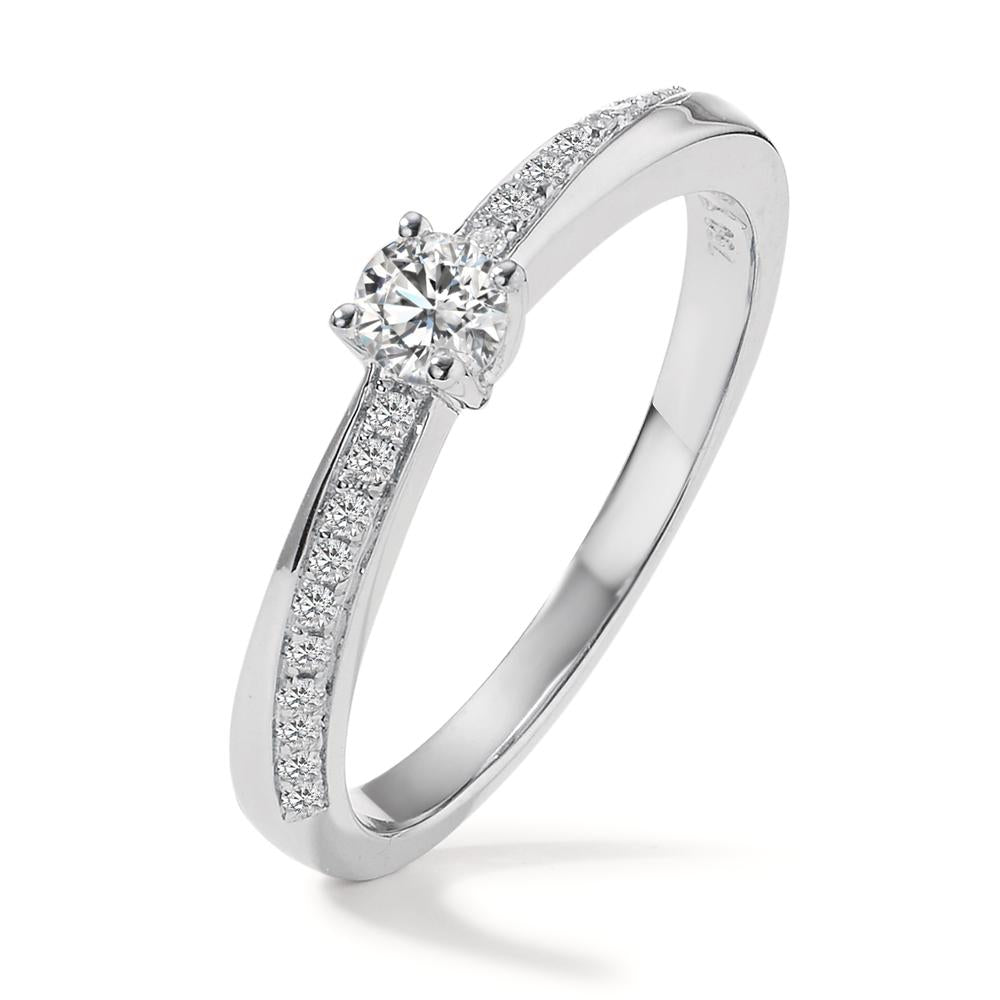 Solitaire ring 750/18K hvidguld Diamant 0.25 ct, 21 Sten , w-si