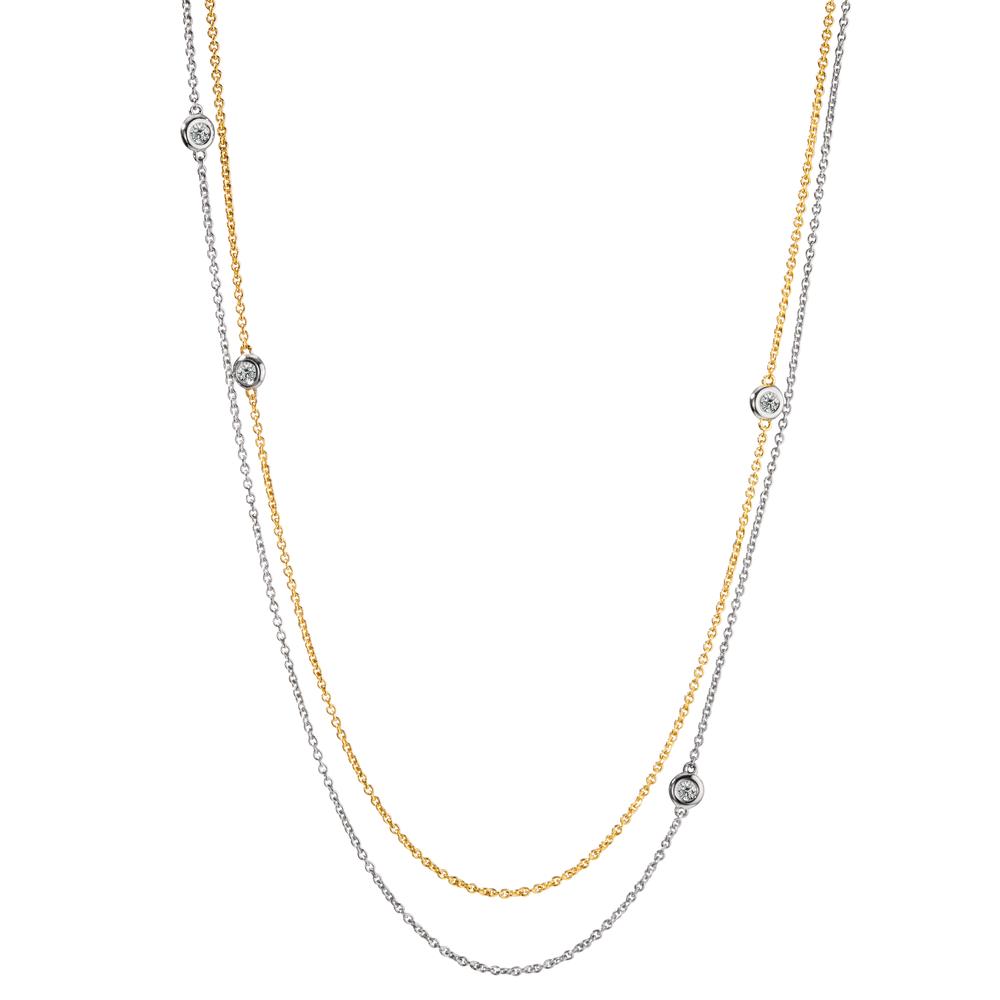 Collier 750/18K hvidguld, 750/18K guld Diamant 0.16 ct, 5 Sten , w-si 42-45 cm