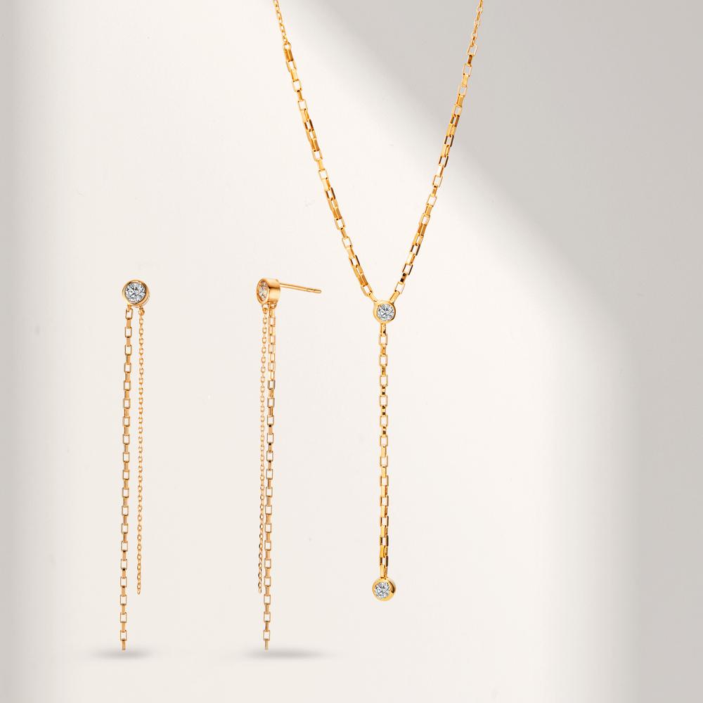 Collier Bronze Zirconia 2 Sten forgyldt 40-45 cm