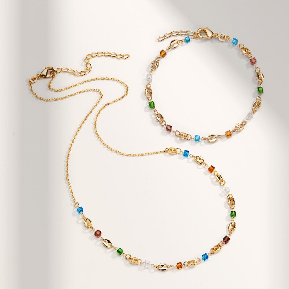 Armbånd Bronze Krystal farverig , 11 Sten forgyldt