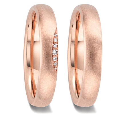 Partnerringe 750/18K roseguld Diamant 0.032 ct, 7 Sten , w-si