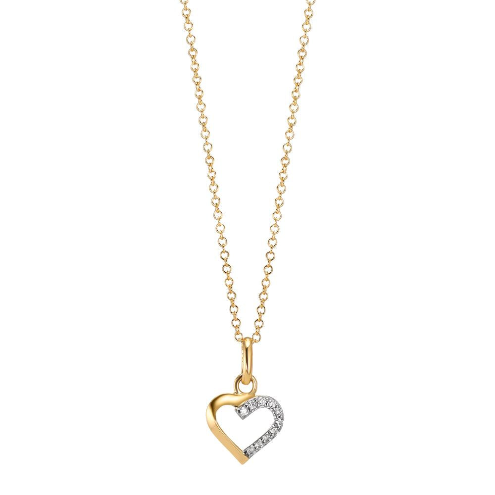 Vedhæng 750/18K guld Zirconia 10 Sten Hjerte Ø8.5 mm