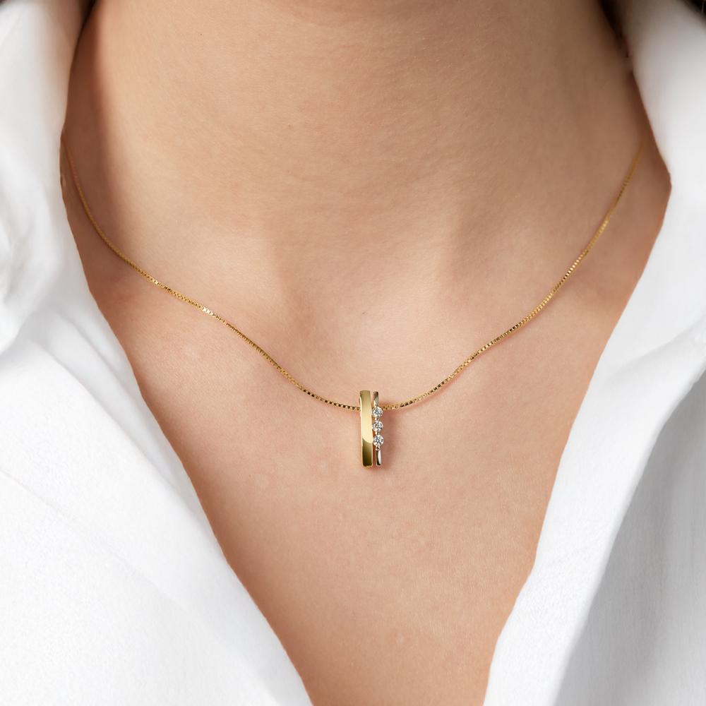 Vedhæng 375/9K guld Zirconia 3 Sten tofarvet