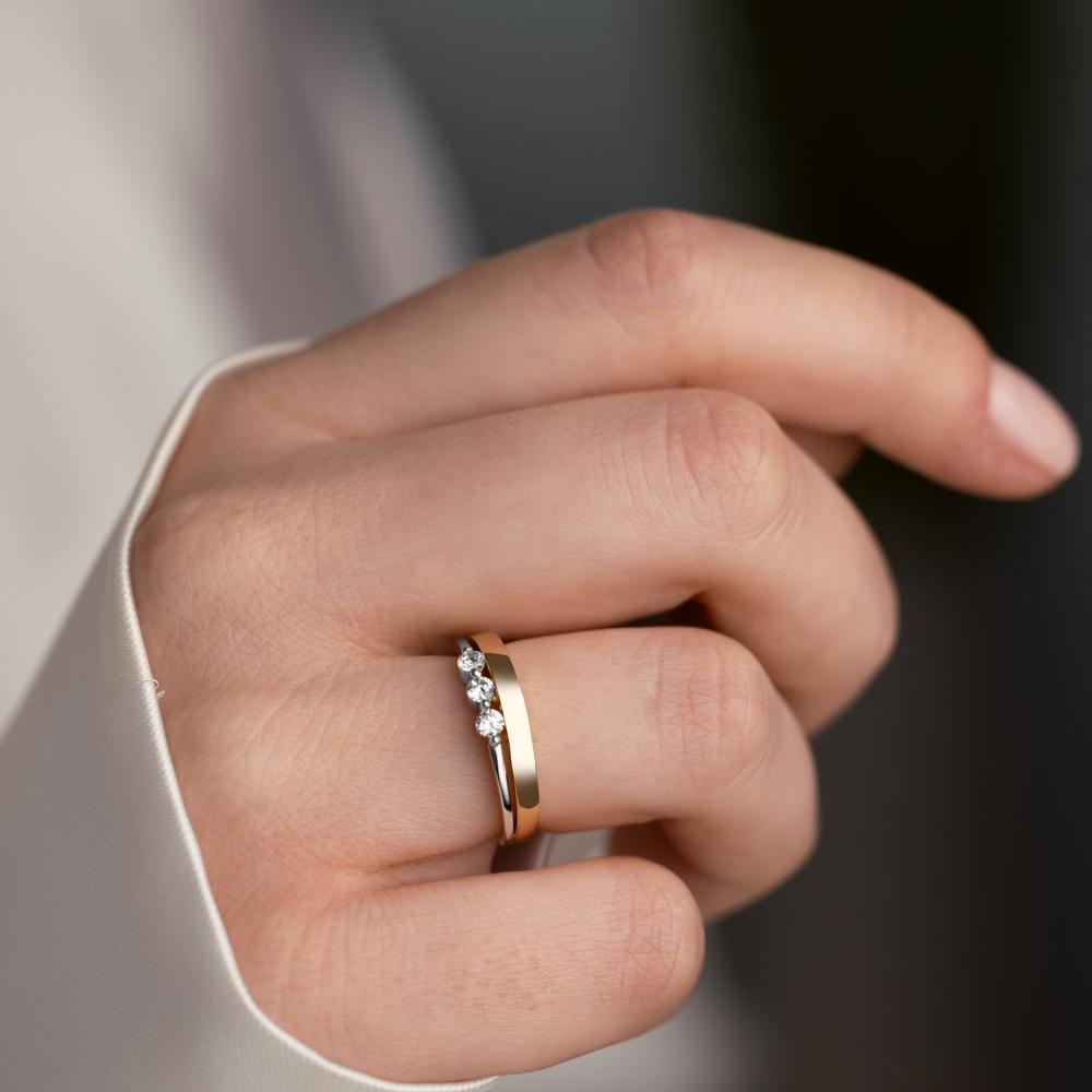 Ringe 375/9K guld, 375/9K hvidguld Zirconia 3 Sten tofarvet