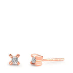 Ørestikker 750/18K rødguld Diamant 0.01 ct, 2 Sten , w-si Ø3.5 mm