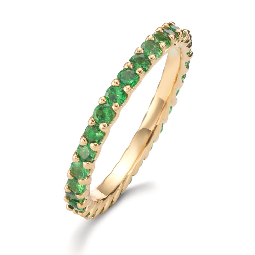 Memory ring 750/18K guld Granat grøn , 1.20 ct, 30 Sten