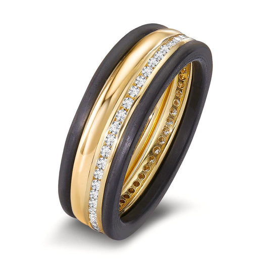 Ringe 750/18K guld, Kulstof Diamant 0.25 ct, 50 Sten , w-si