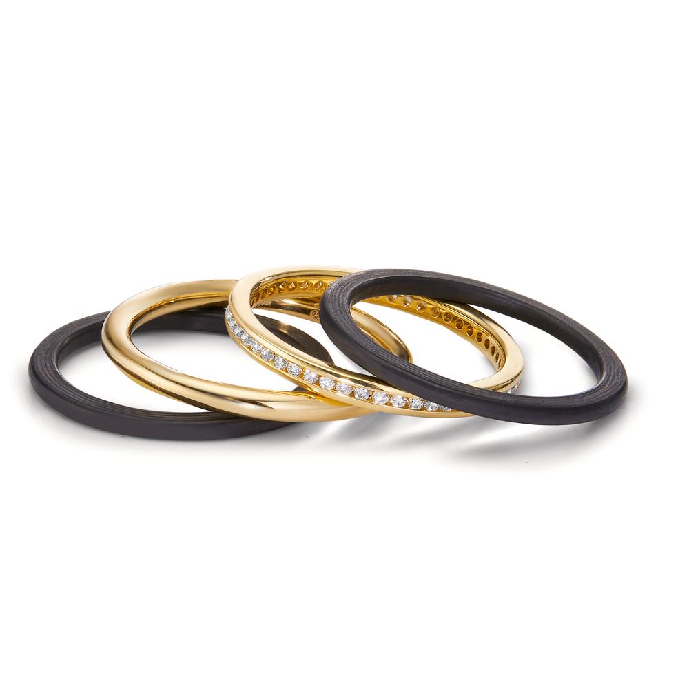 Ringe 750/18K guld, Kulstof Diamant 0.25 ct, 50 Sten , w-si