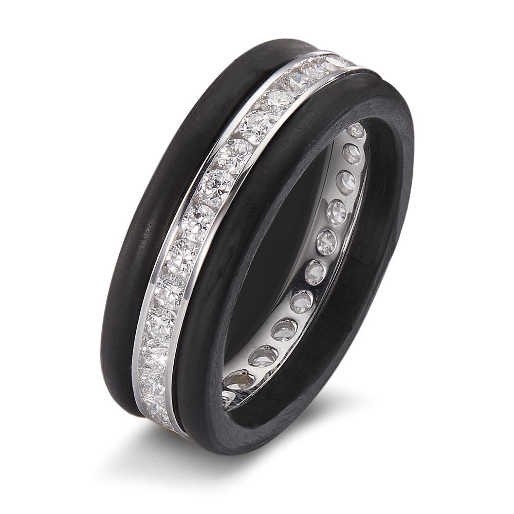 Ringe 750/18K hvidguld, Kulstof Diamant 1 ct, 28 Sten , w-si