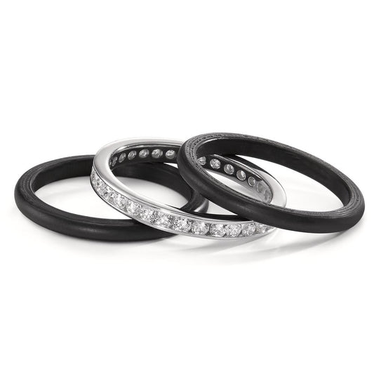 Ringe 750/18K hvidguld, Kulstof Diamant 1 ct, 28 Sten , w-si