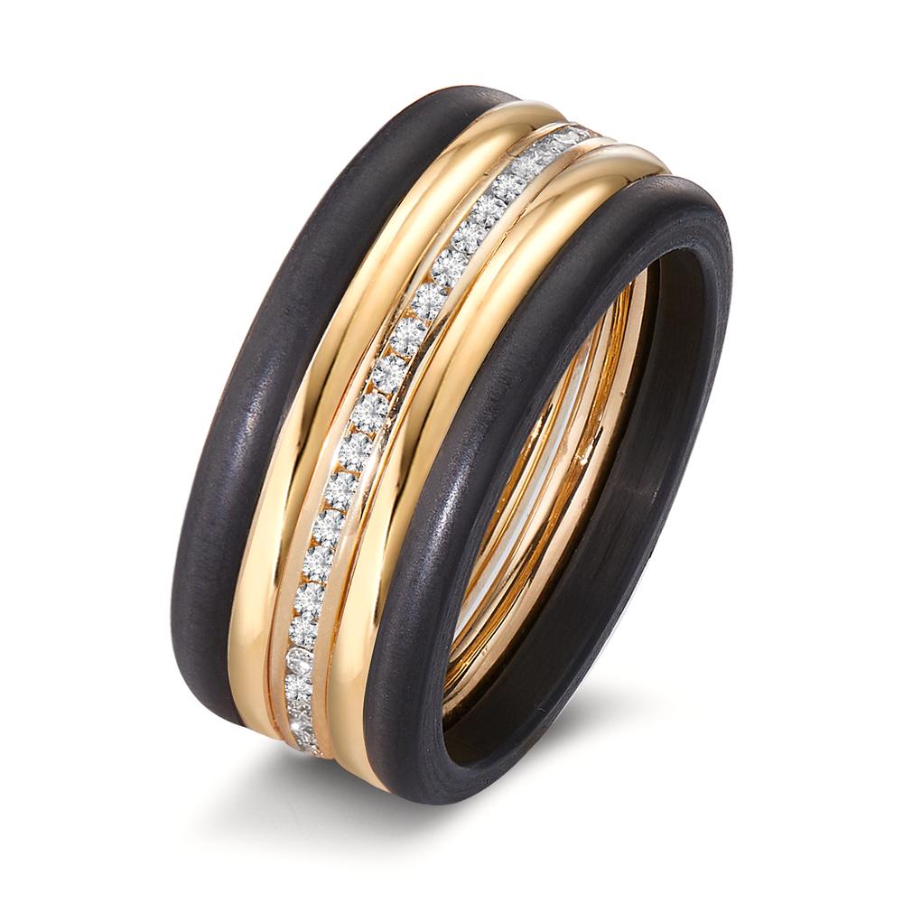 Ringe 750/18K guld, Kulstof Diamant 0.25 ct, 50 Sten , w-si
