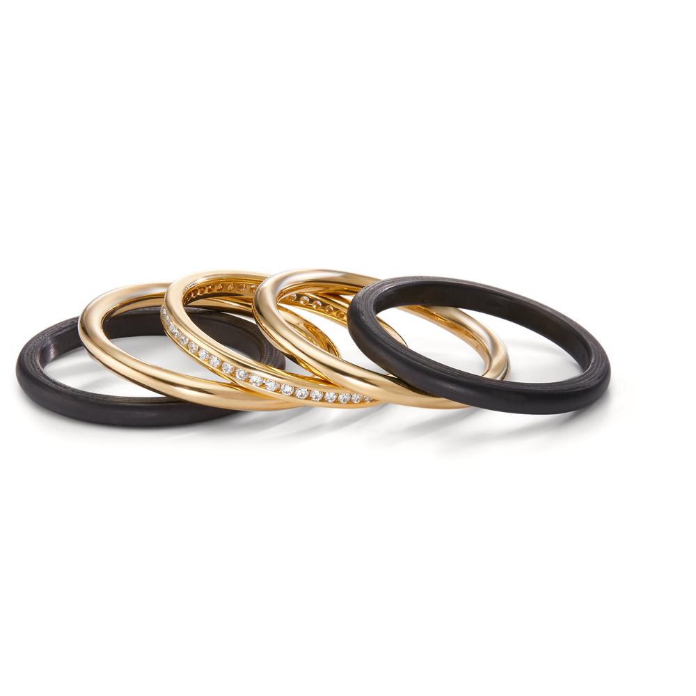 Ringe 750/18K guld, Kulstof Diamant 0.25 ct, 50 Sten , w-si