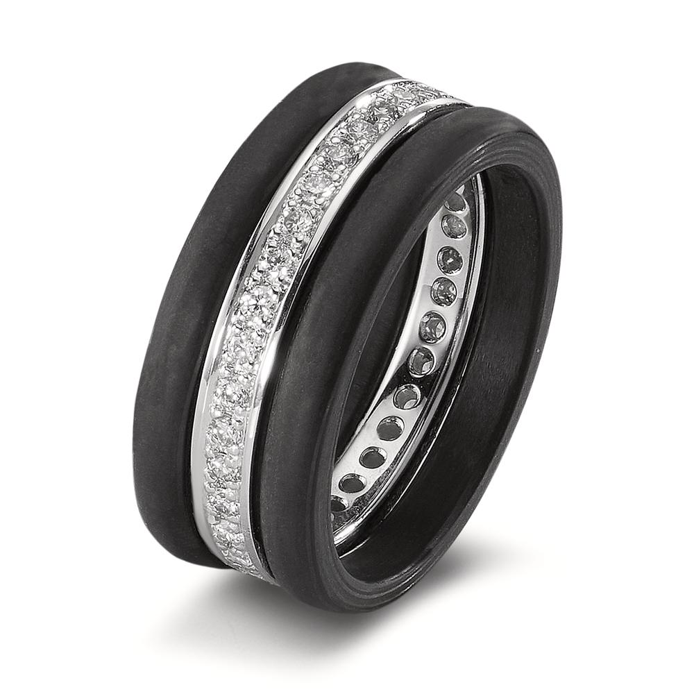 Ringe 750/18K hvidguld, Kulstof Diamant 0.50 ct, 35 Sten , w-si