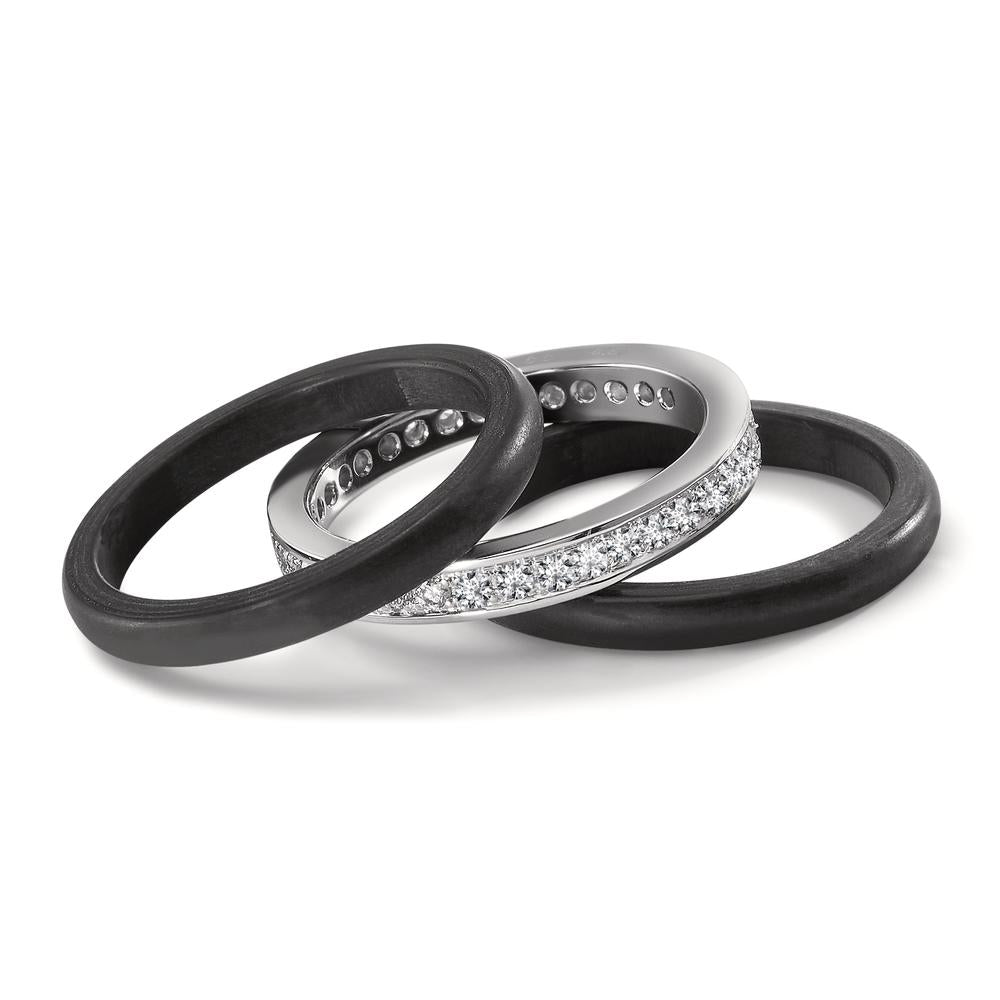 Ringe 750/18K hvidguld, Kulstof Diamant 0.50 ct, 35 Sten , w-si