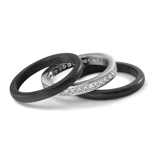 Ringe 750/18K hvidguld, Kulstof Diamant 0.50 ct, 35 Sten , w-si