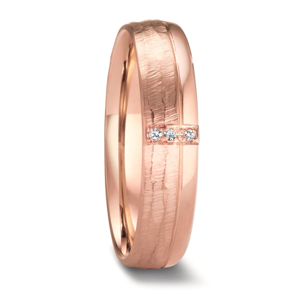 Partnerringe 750/18K roseguld Diamant 0.015 ct, 3 Sten , w-si