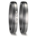 Partnerringe 999 tantal, 950 platin Diamant 0.03 ct, 3 Sten , w-si