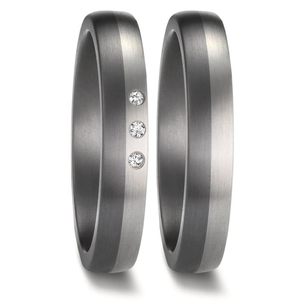 Partnerringe 999 tantal, 950 platin Diamant 0.03 ct, 3 Sten , w-si