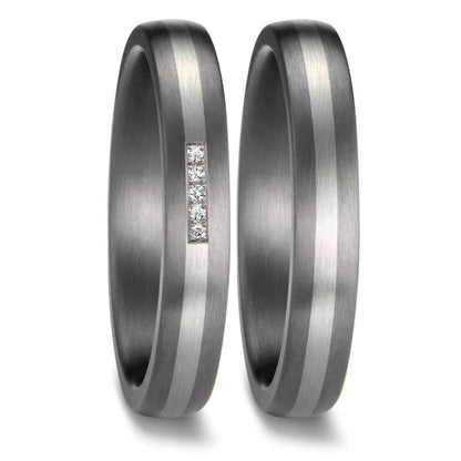 Partnerringe 999 tantal, 950 platin Diamant 0.017 ct, 5 Sten , w-si