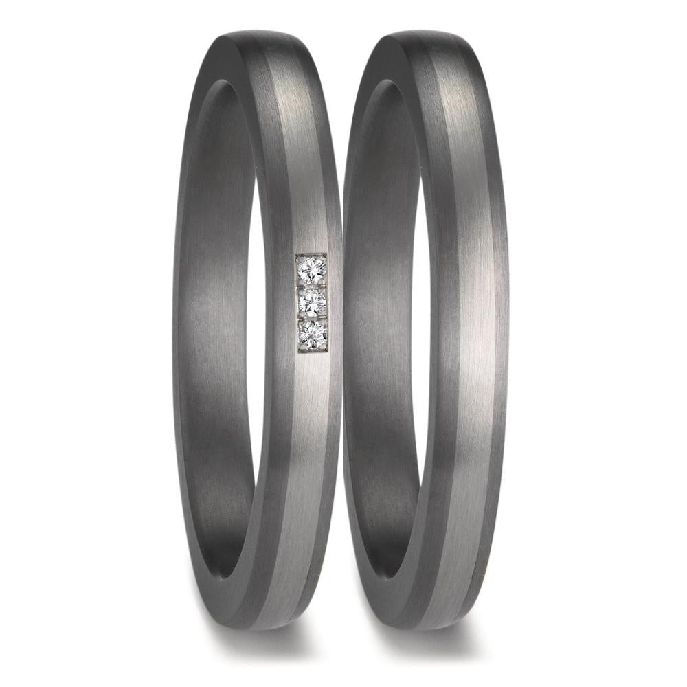 Partnerringe 999 tantal, 950 platin Diamant 0.01 ct, 3 Sten , w-si