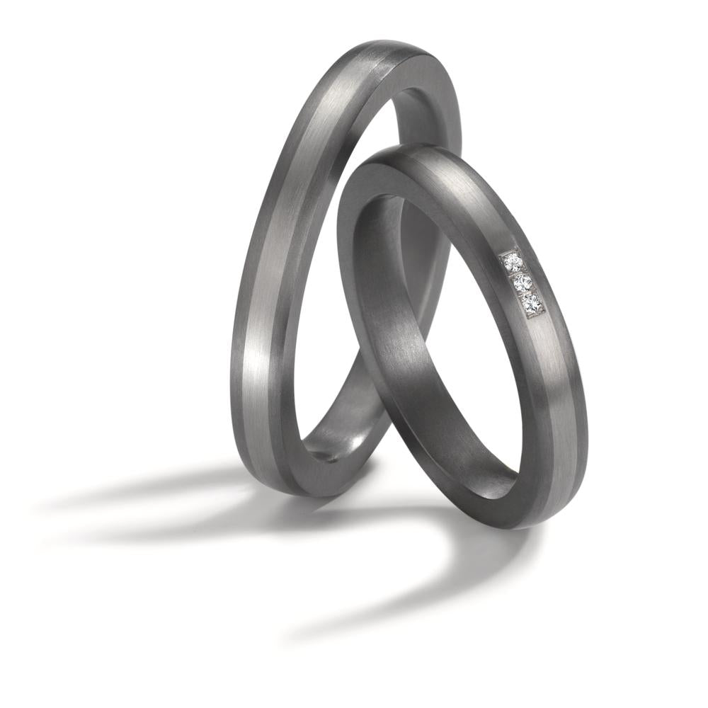 Partnerringe 999 tantal, 950 platin Diamant 0.01 ct, 3 Sten , w-si