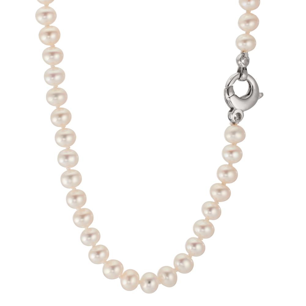 Collier 750/18K hvidguld Ferskvands kulturperle hvid, 5.5 mm 46 cm