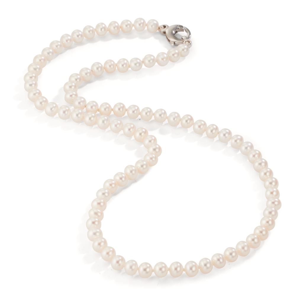 Collier 750/18K hvidguld Ferskvands kulturperle hvid, 5.5 mm 46 cm