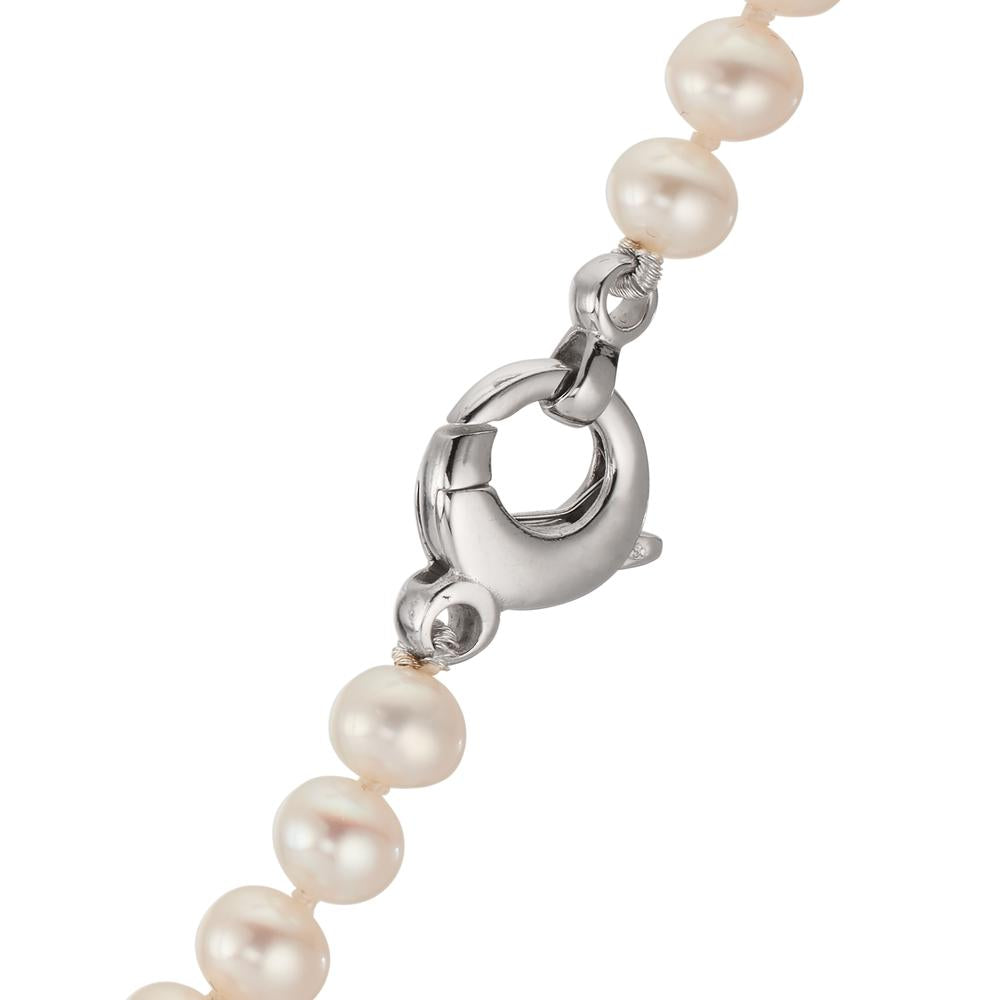 Collier 750/18K hvidguld Ferskvands kulturperle hvid, 5.5 mm 46 cm