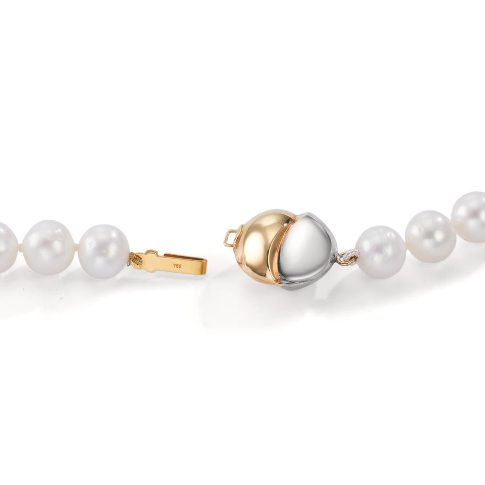 Collier 750/18K guld, 750/18K hvidguld Ferskvands kulturperle hvid, 7.5 mm 47 cm