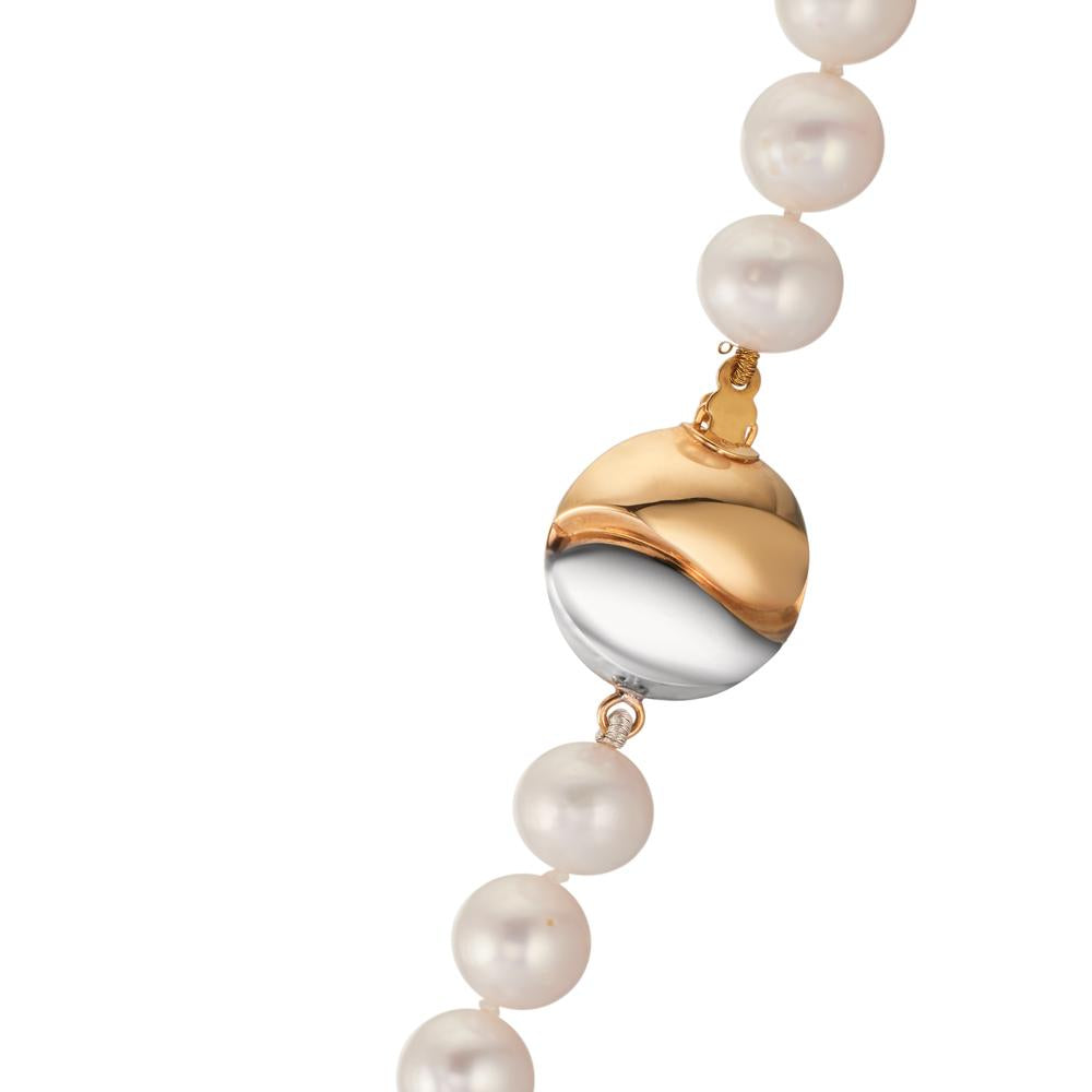 Collier 750/18K guld, 750/18K hvidguld Ferskvands kulturperle hvid, 7.5 mm 47 cm