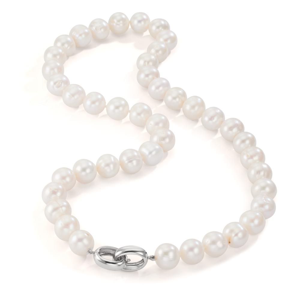 Collier Sølv rhodineret Ferskvands kulturperle hvid, 12 mm 50 cm